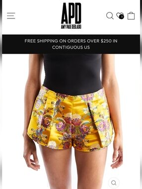 Mid To High-Waist Yellow Floral Satin Shorts